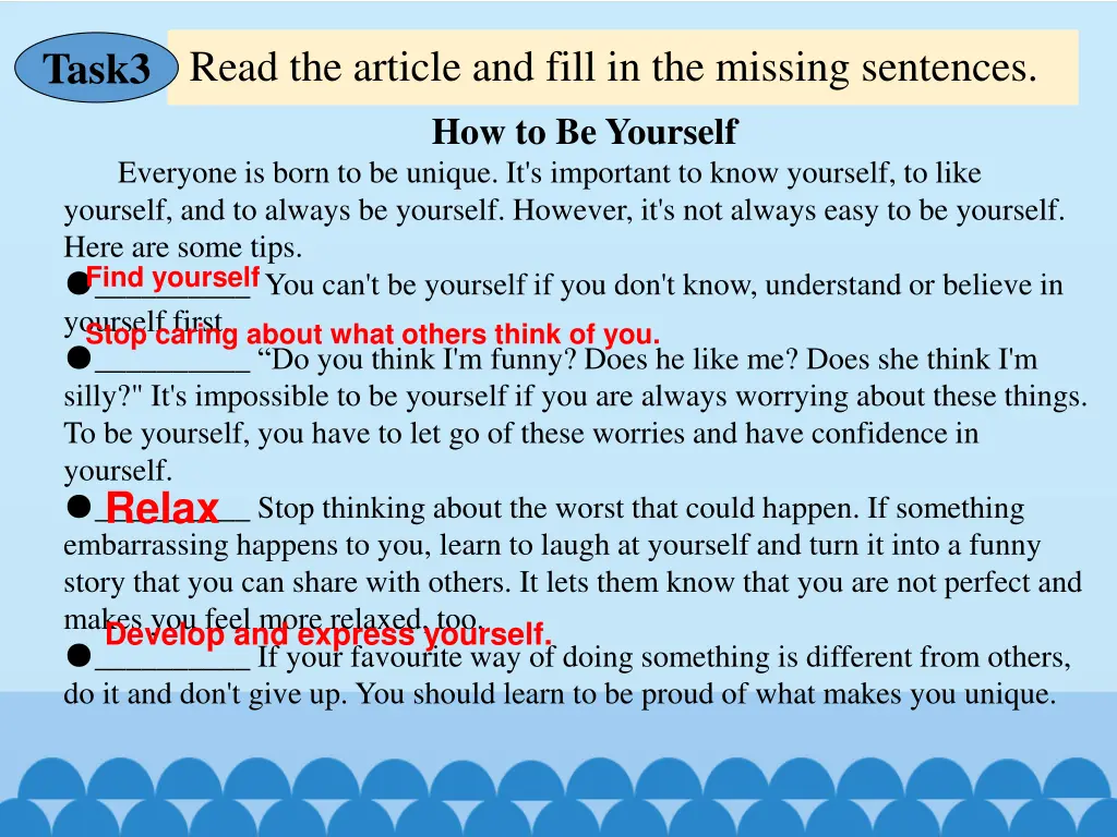 read the article and fill in the missing