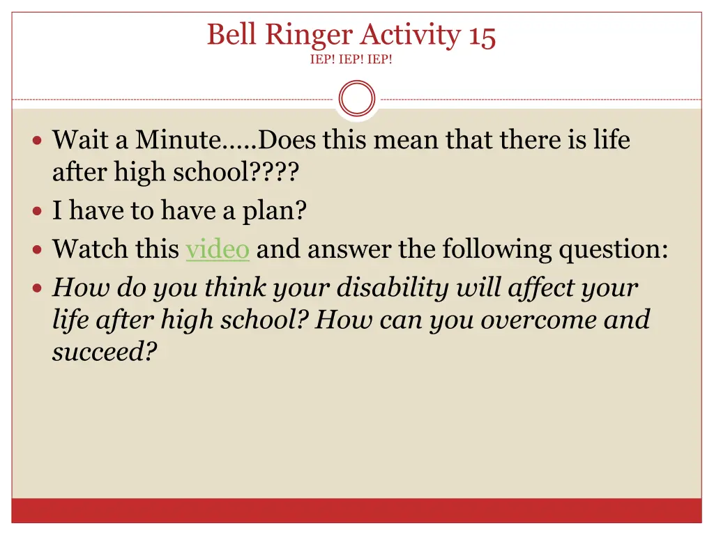 bell ringer activity 15 iep iep iep