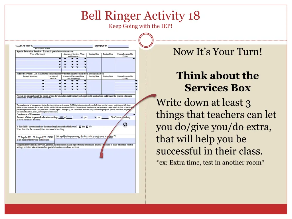 bell ringer activity 18 keep going with the iep