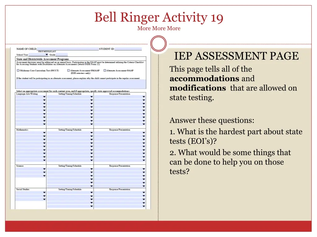 bell ringer activity 19 more more more