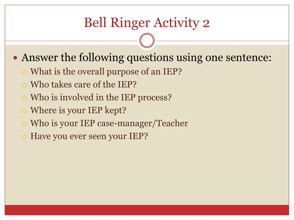 bell ringer activity 2