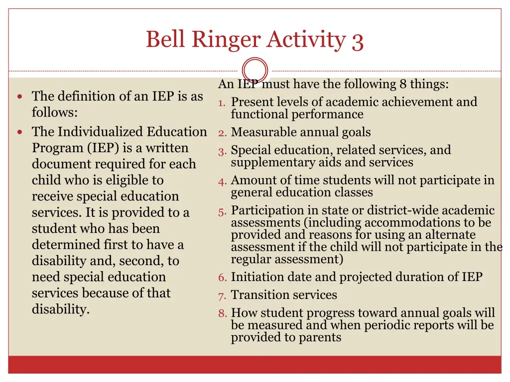 bell ringer activity 3
