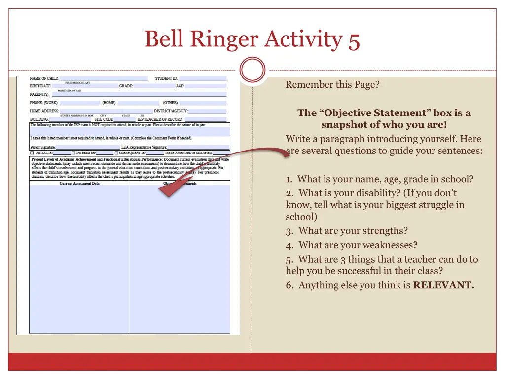 bell ringer activity 5