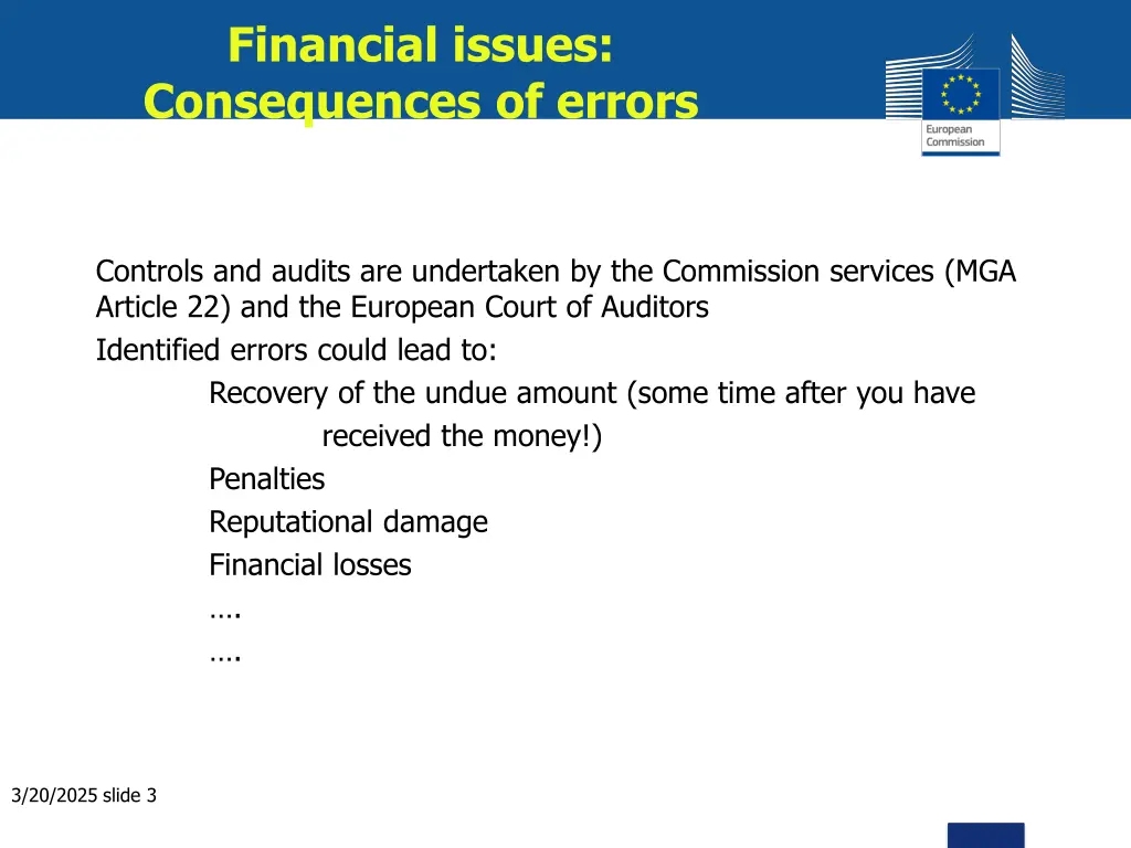 financial issues consequences of errors