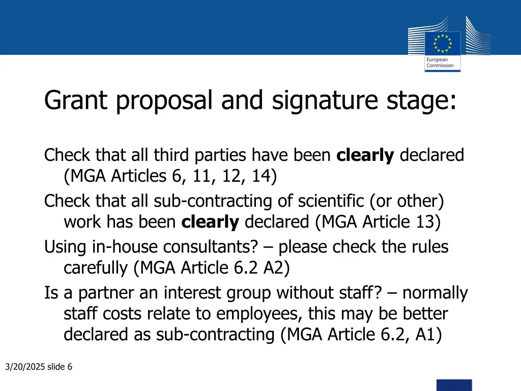 grant proposal and signature stage