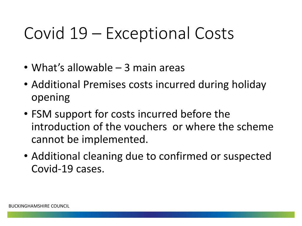 covid 19 exceptional costs
