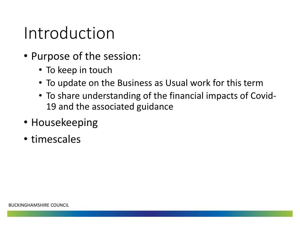 introduction purpose of the session to keep