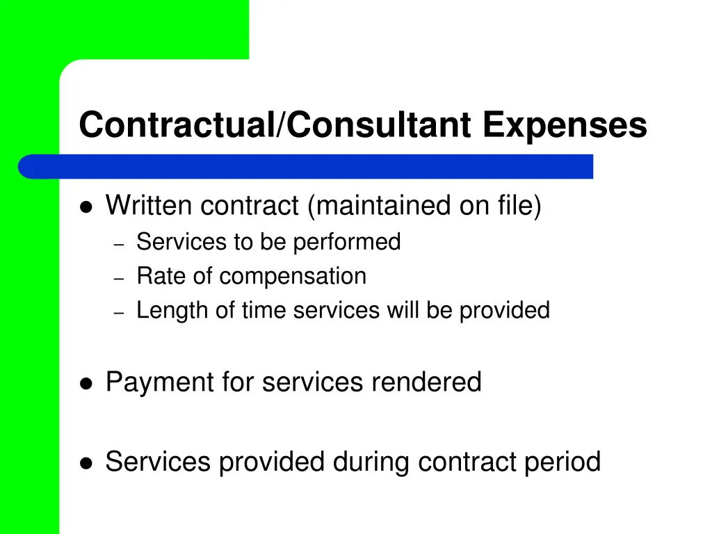 contractual consultant expenses