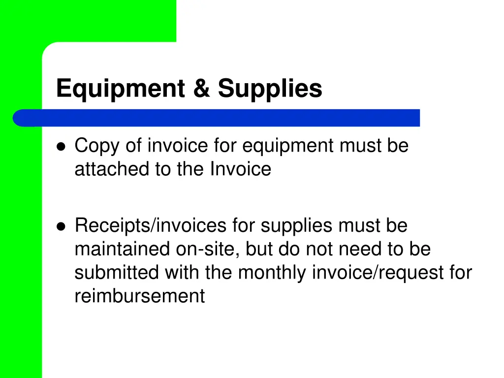 equipment supplies