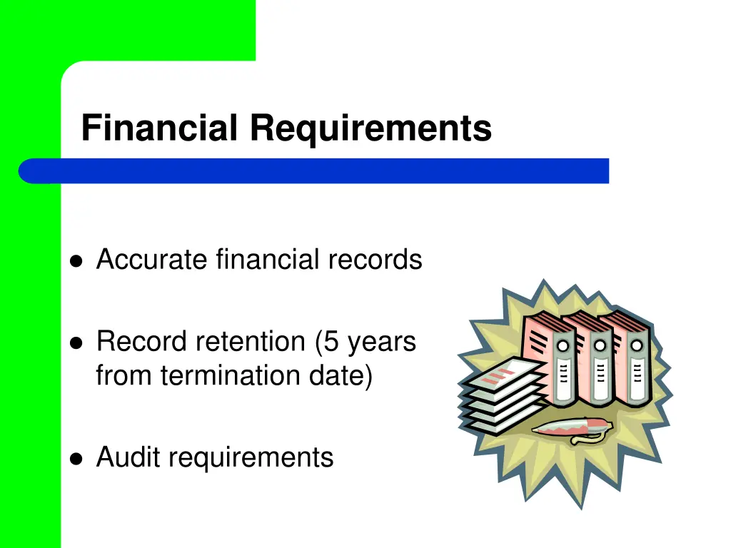financial requirements