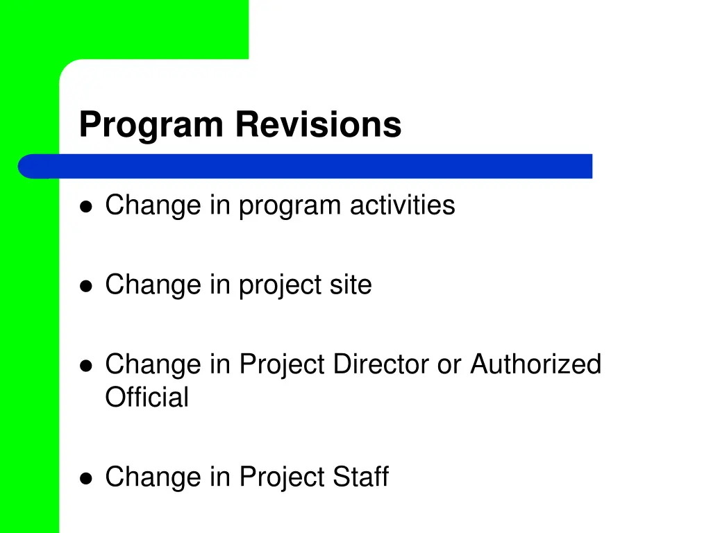 program revisions