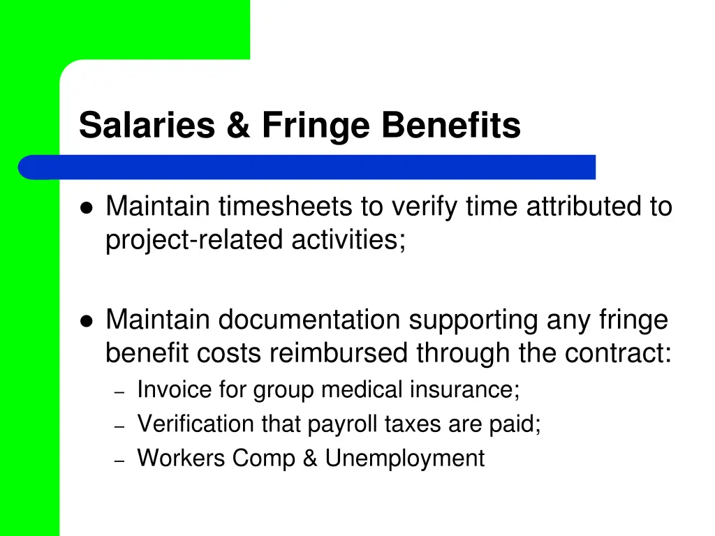 salaries fringe benefits