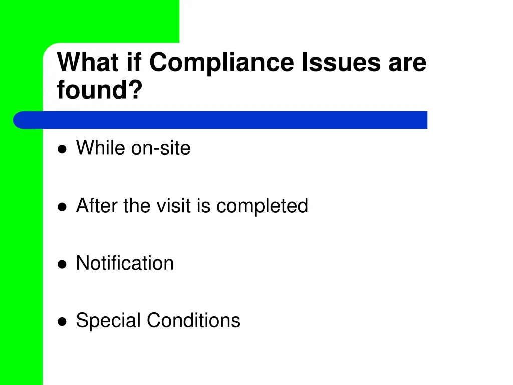 what if compliance issues are found