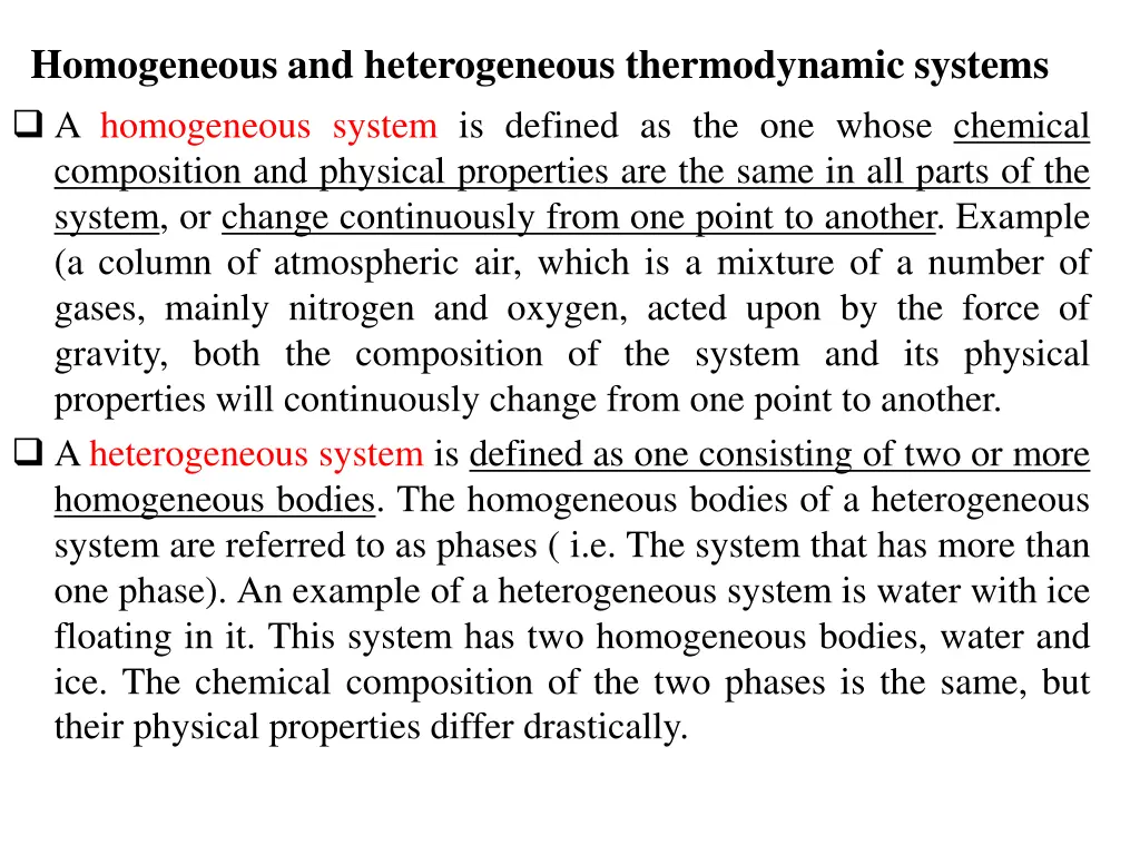 homogeneous and heterogeneous thermodynamic