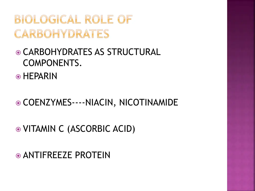 biological role of carbohydrates 1