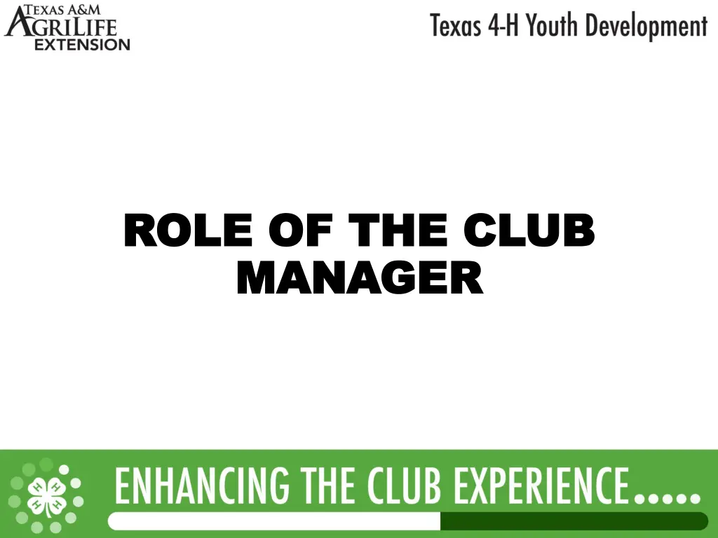 role of the club role of the club manager manager