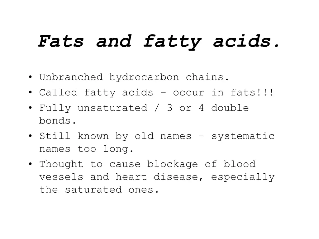 fats and fatty acids