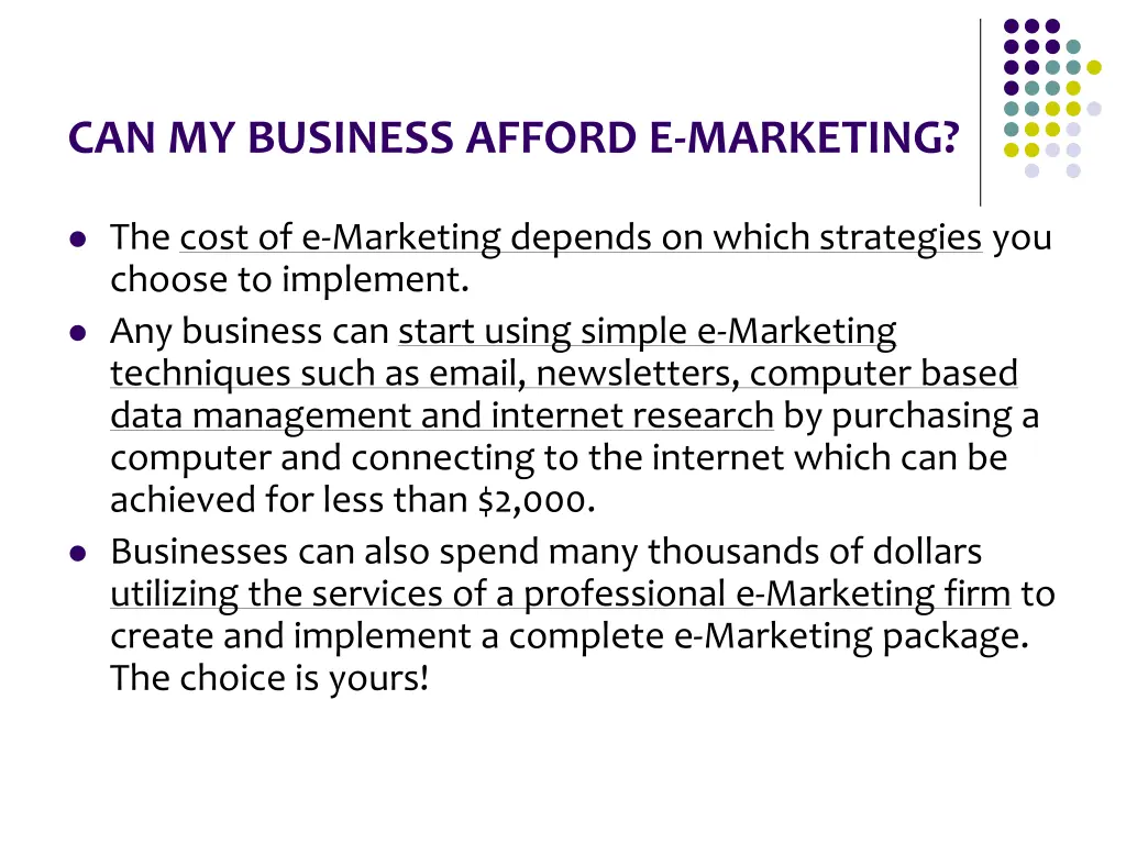 can my business afford e marketing
