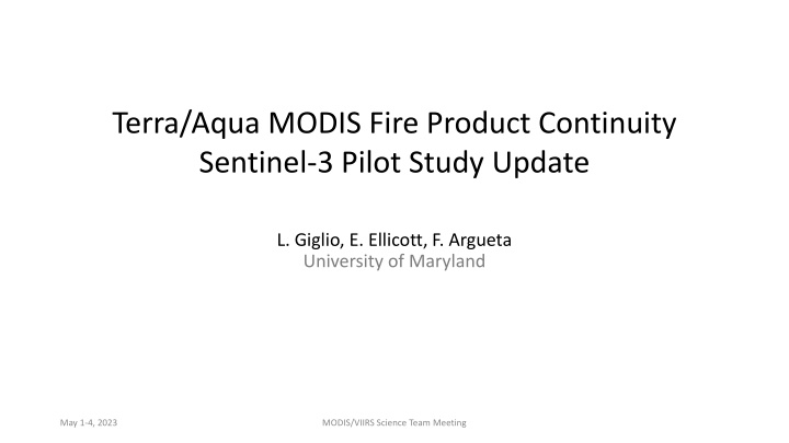 terra aqua modis fire product continuity sentinel