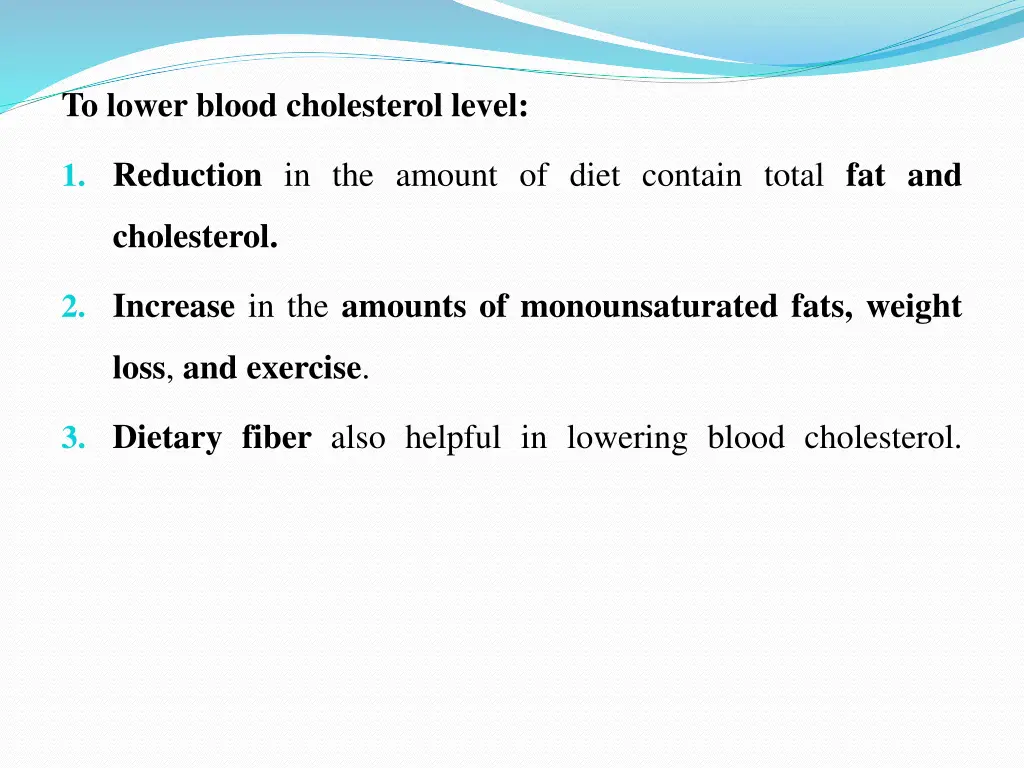 to lower blood cholesterol level