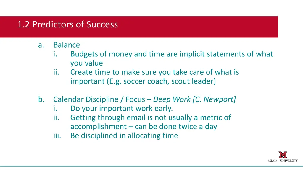 1 2 predictors of success