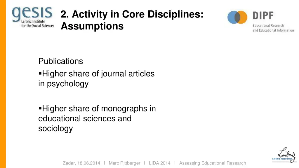 2 activity in core disciplines assumptions 2