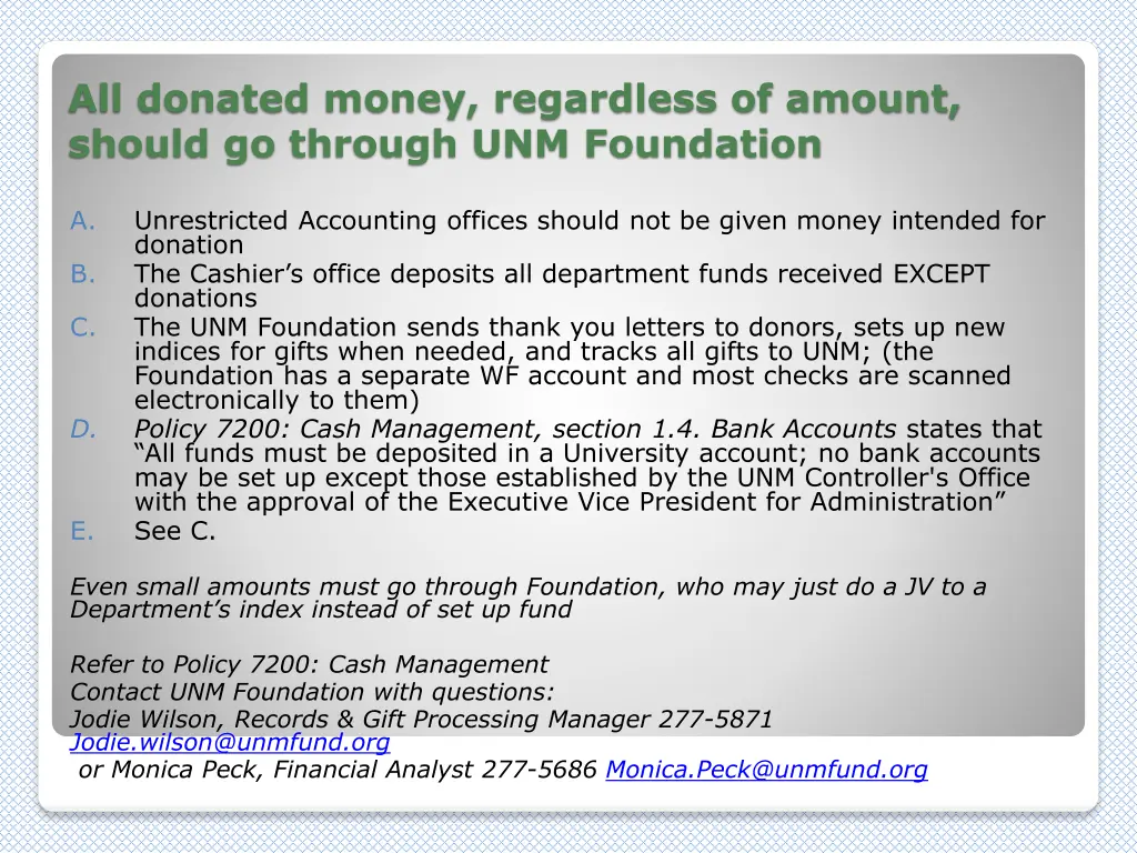 all donated money regardless of amount should 1