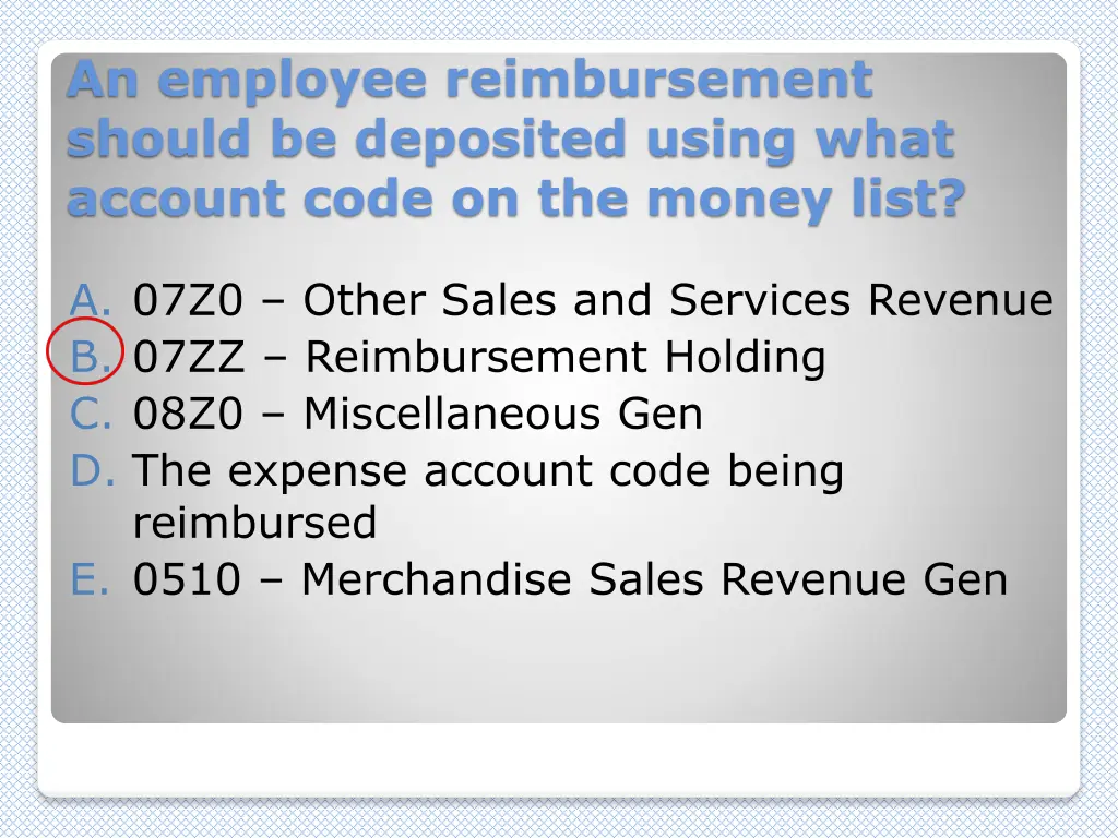 an employee reimbursement should be deposited