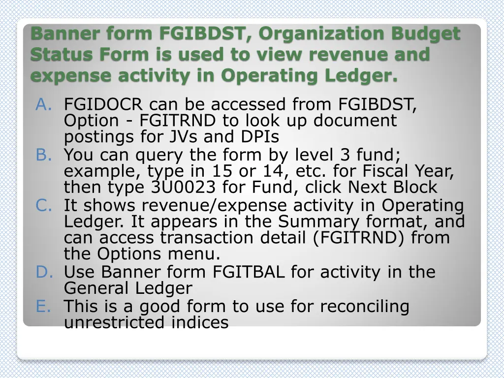 banner form fgibdst organization budget status
