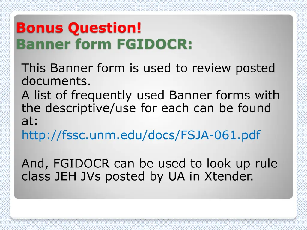 bonus question banner form fgidocr