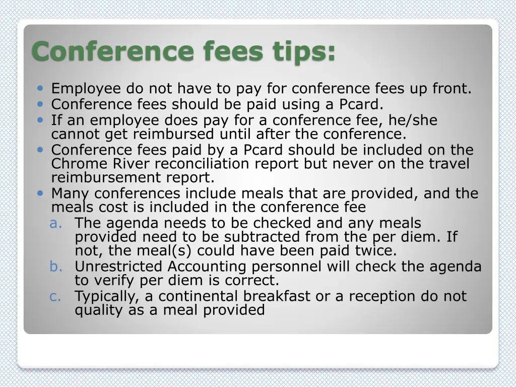 conference fees tips
