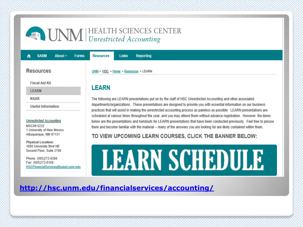 http hsc unm edu financialservices accounting