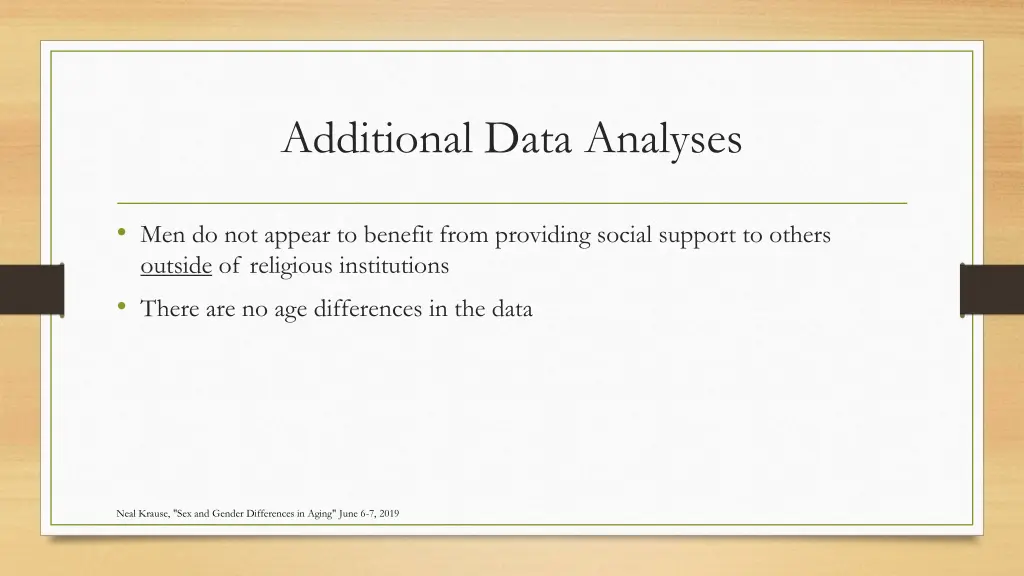 additional data analyses