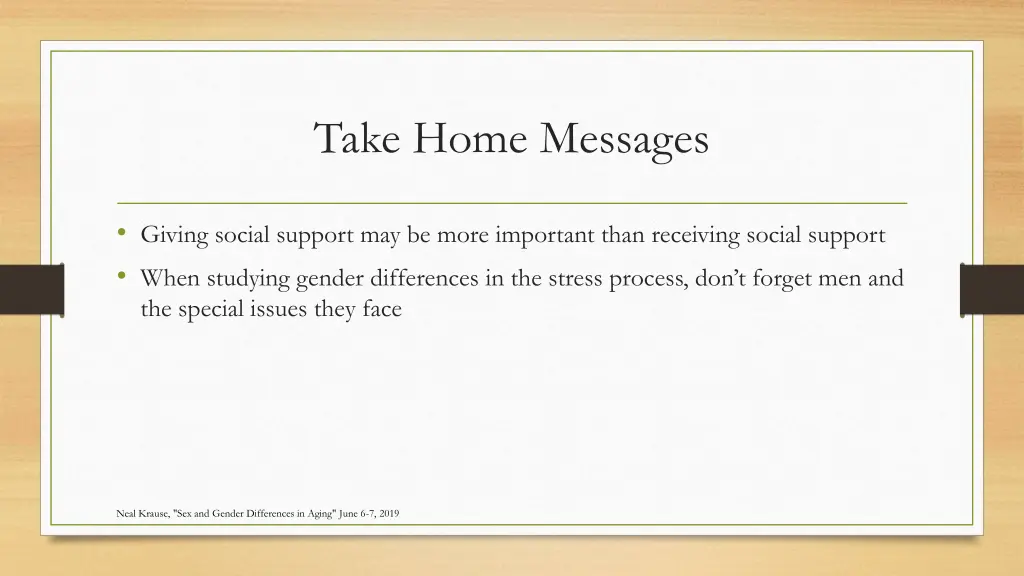 take home messages