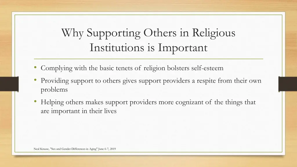 why supporting others in religious institutions
