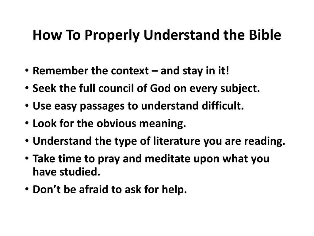 how to properly understand the bible