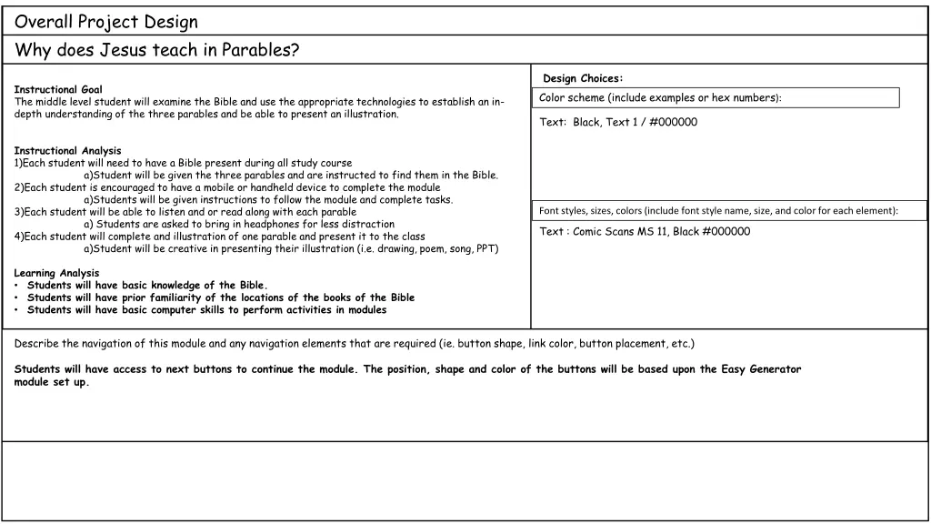 overall project design