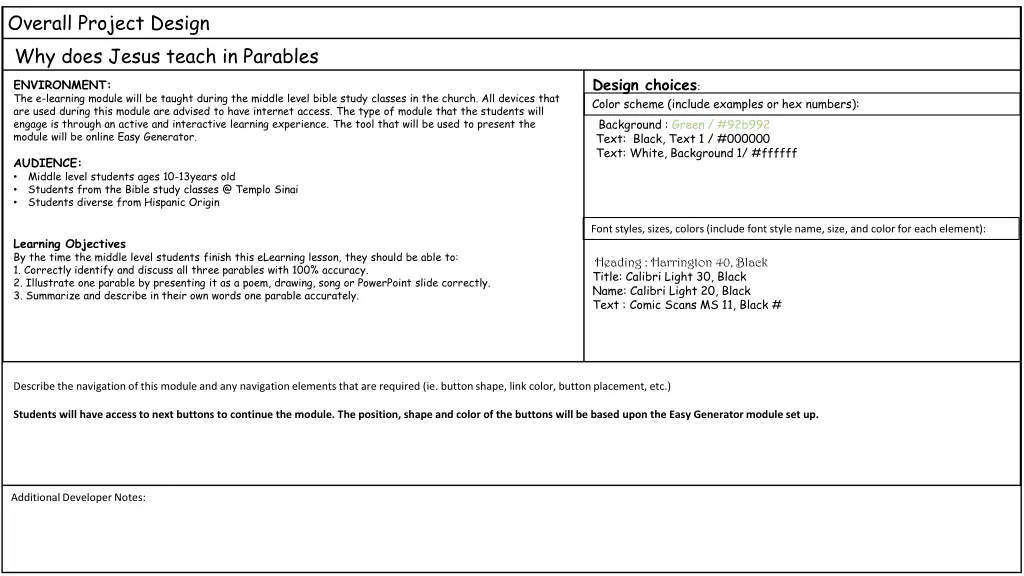overall project design why does jesus teach