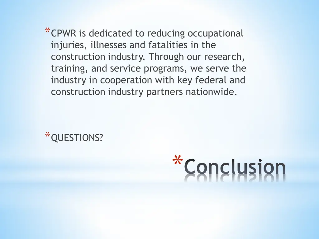 cpwr is dedicated to reducing occupational