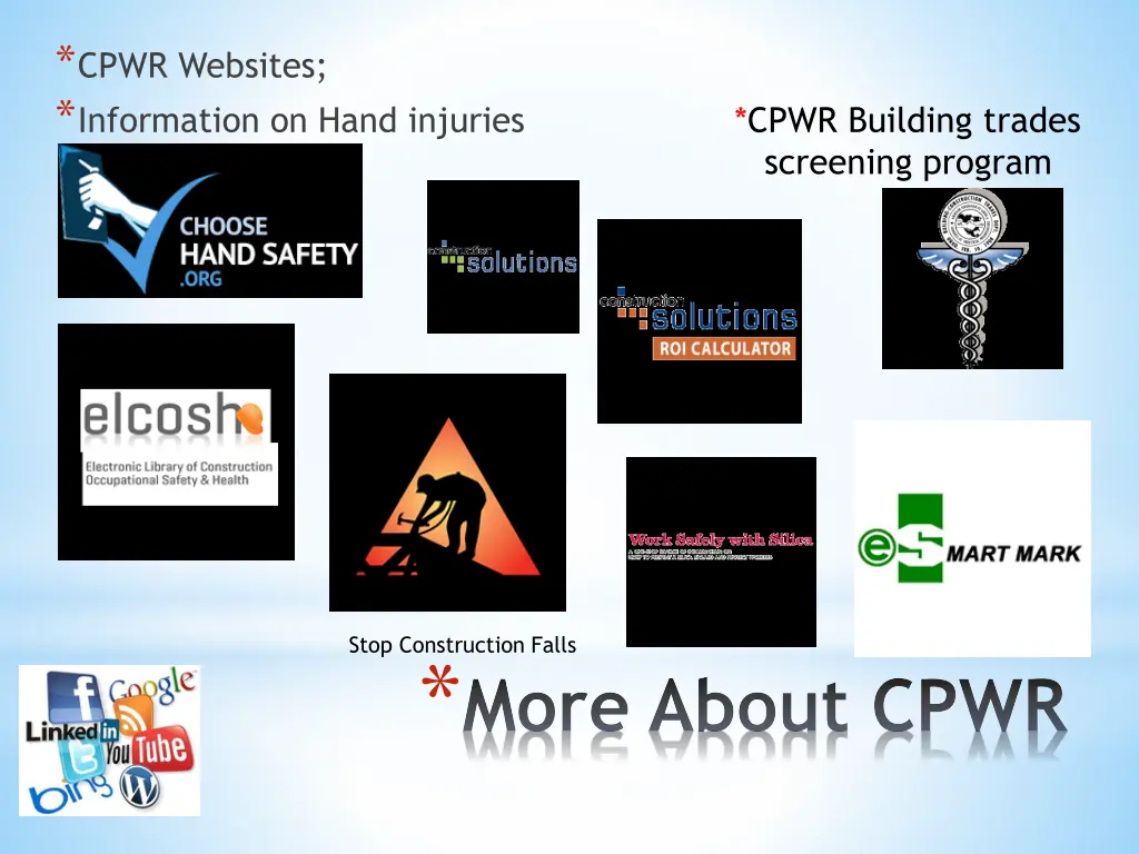 cpwr websites information on hand injuries cpwr