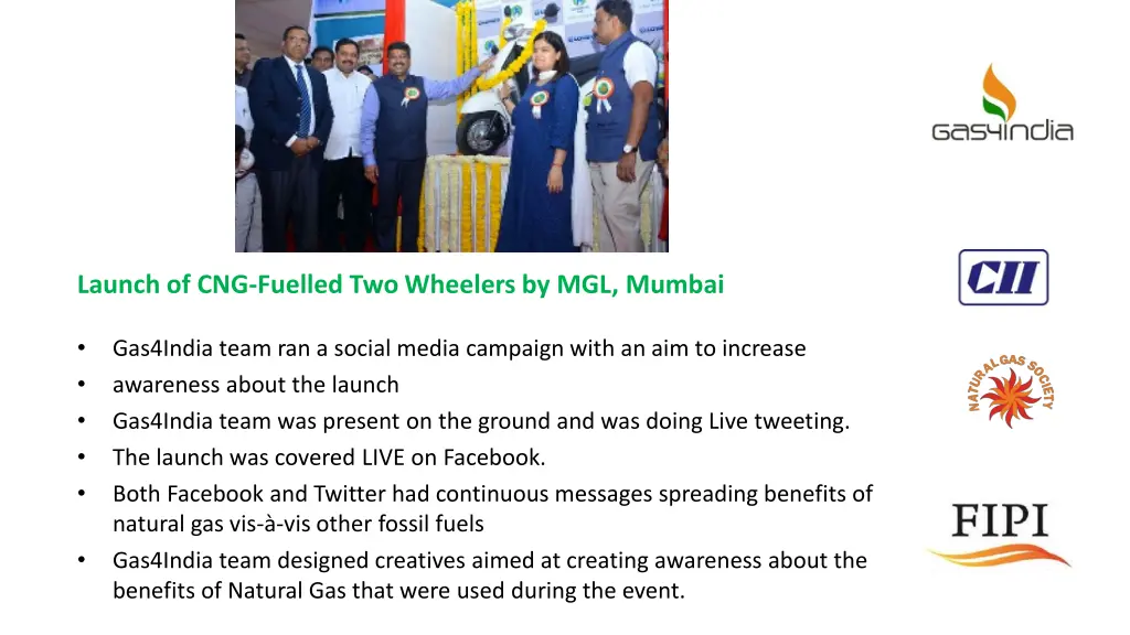 launch of cng fuelled two wheelers by mgl mumbai