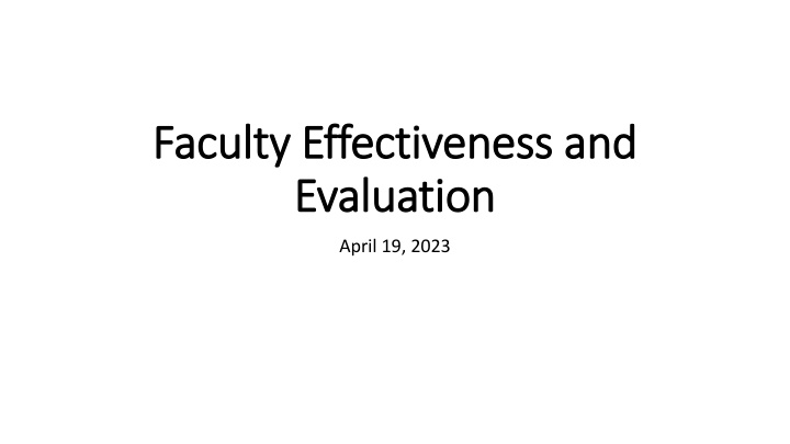 faculty effectiveness and faculty effectiveness