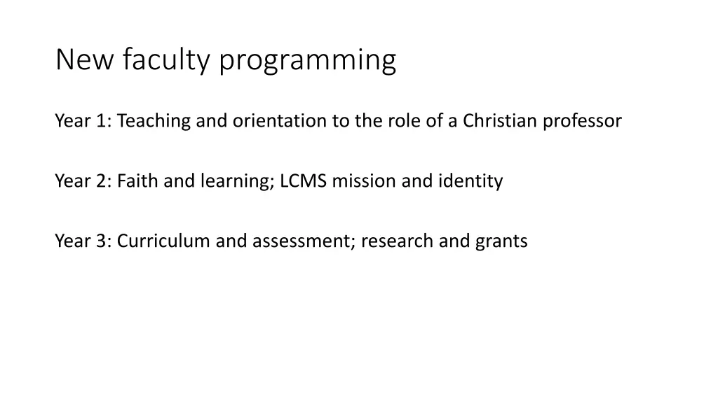 new faculty programming