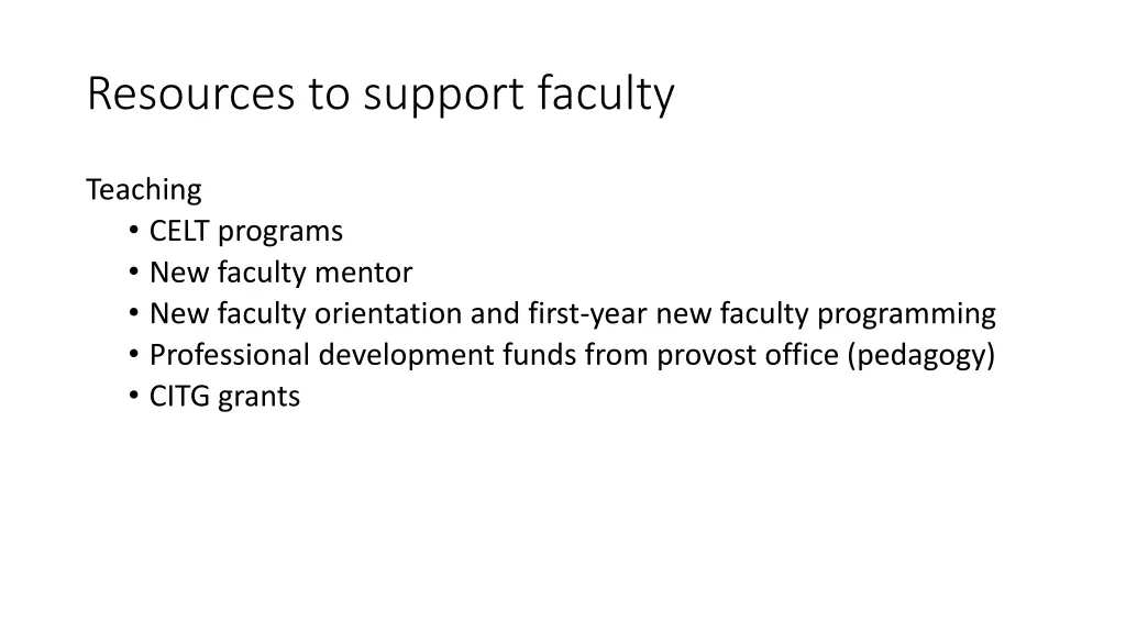 resources to support faculty