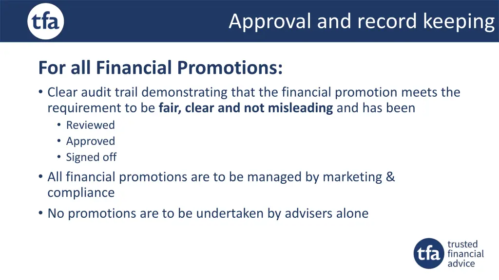 approval and record keeping