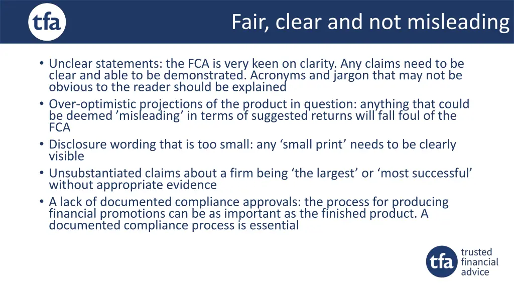 fair clear and not misleading