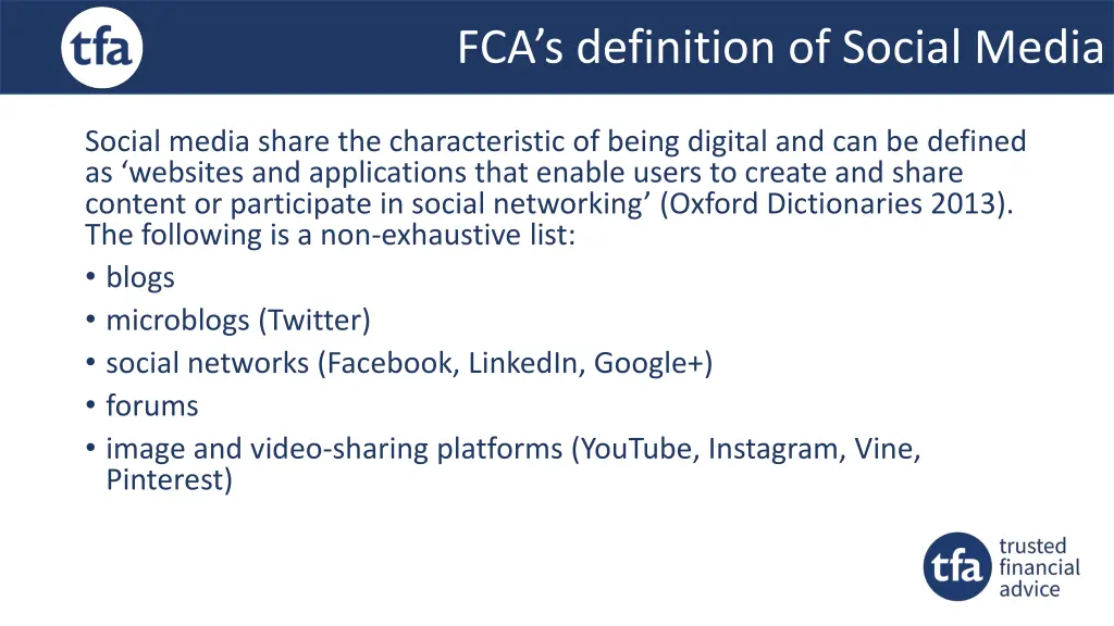 fca s definition of social media