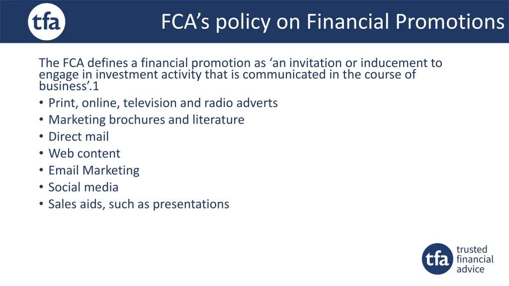 fca s policy on financial promotions