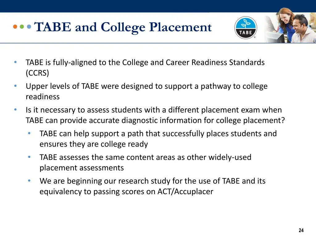 tabe and college placement