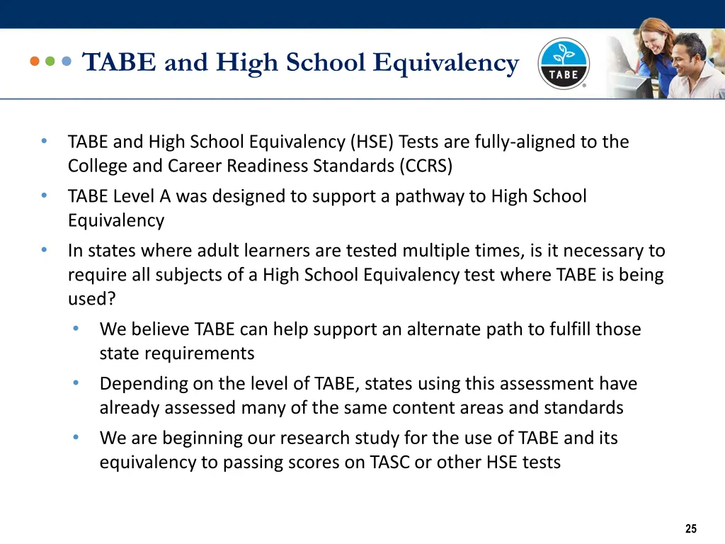 tabe and high school equivalency